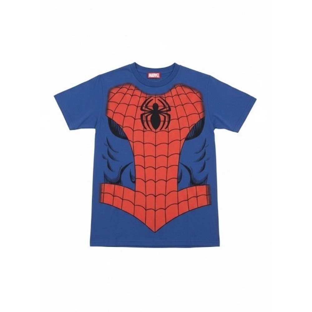 Marvel SpiderMan Costume T-Shirt Graphic Tee‎ Blue Superhero Comic Book